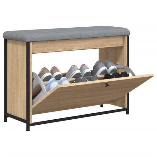 Skobænk med vippeskuffe 82x32x56 cm sonoma-eg