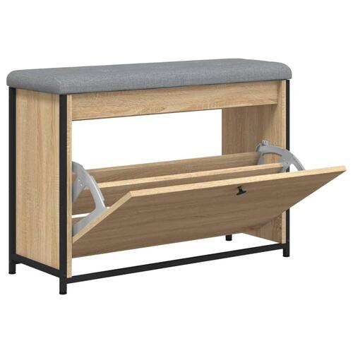 Skobænk med vippeskuffe 82x32x56 cm sonoma-eg