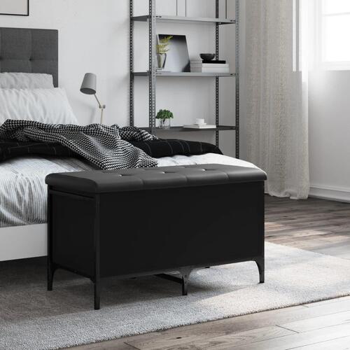 Opbevaringsbænk 82x42x45 cm konstrueret træ sort
