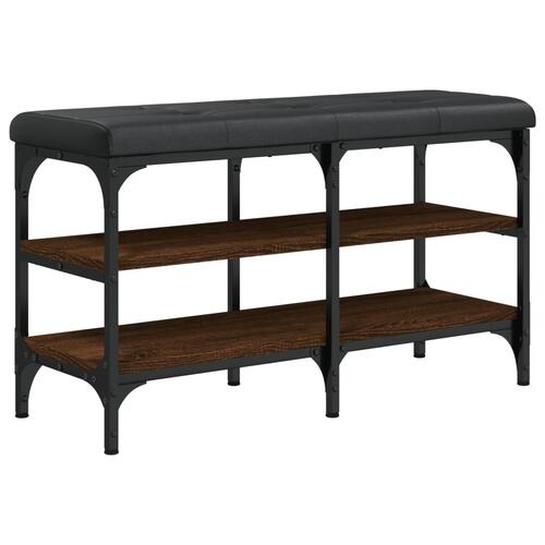 Skobænk 82x32x47 cm konstrueret træ brun egetræsfarve
