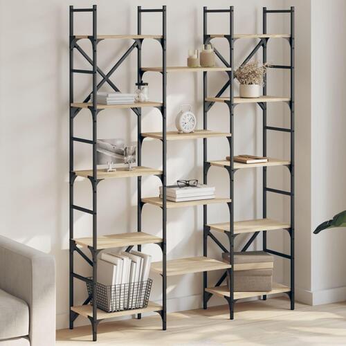Bogreol 127,5x28,5x172,5 cm konstrueret træ sonoma-eg