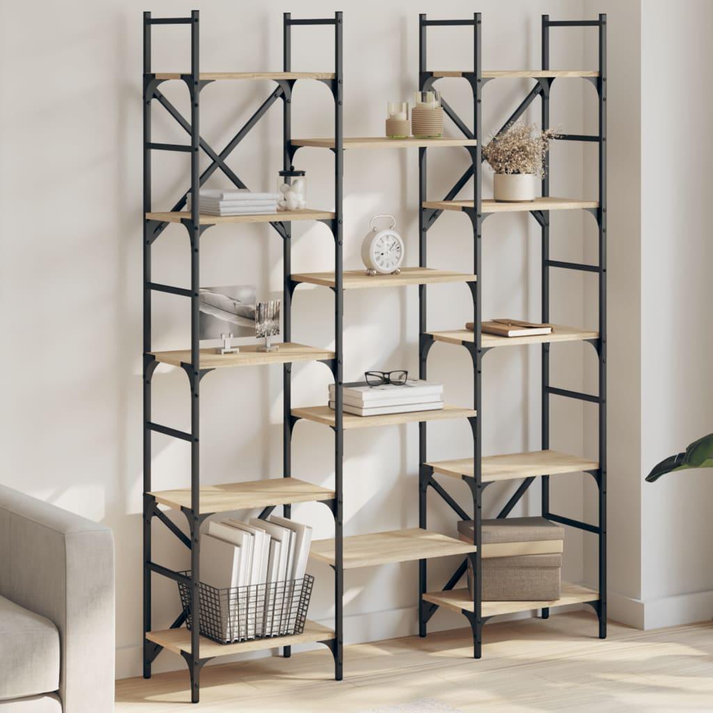 Bogreol 127,5x28,5x172,5 cm konstrueret træ sonoma-eg