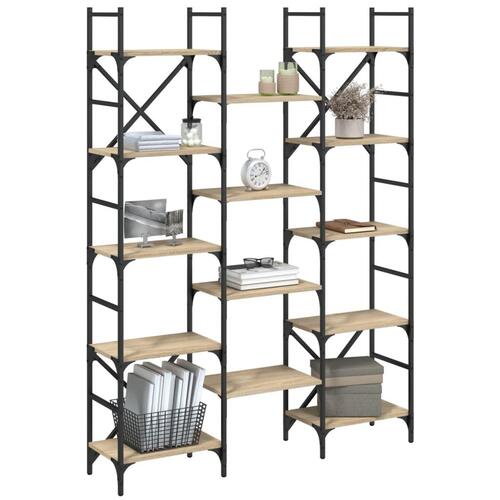 Bogreol 127,5x28,5x172,5 cm konstrueret træ sonoma-eg
