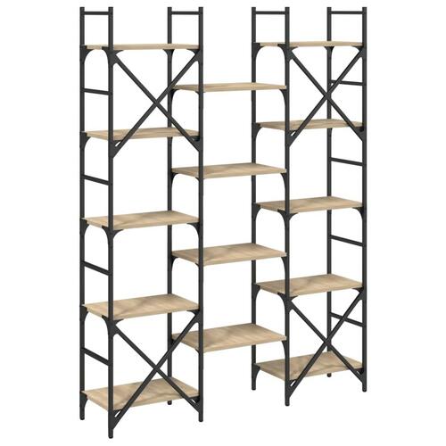 Bogreol 127,5x28,5x172,5 cm konstrueret træ sonoma-eg