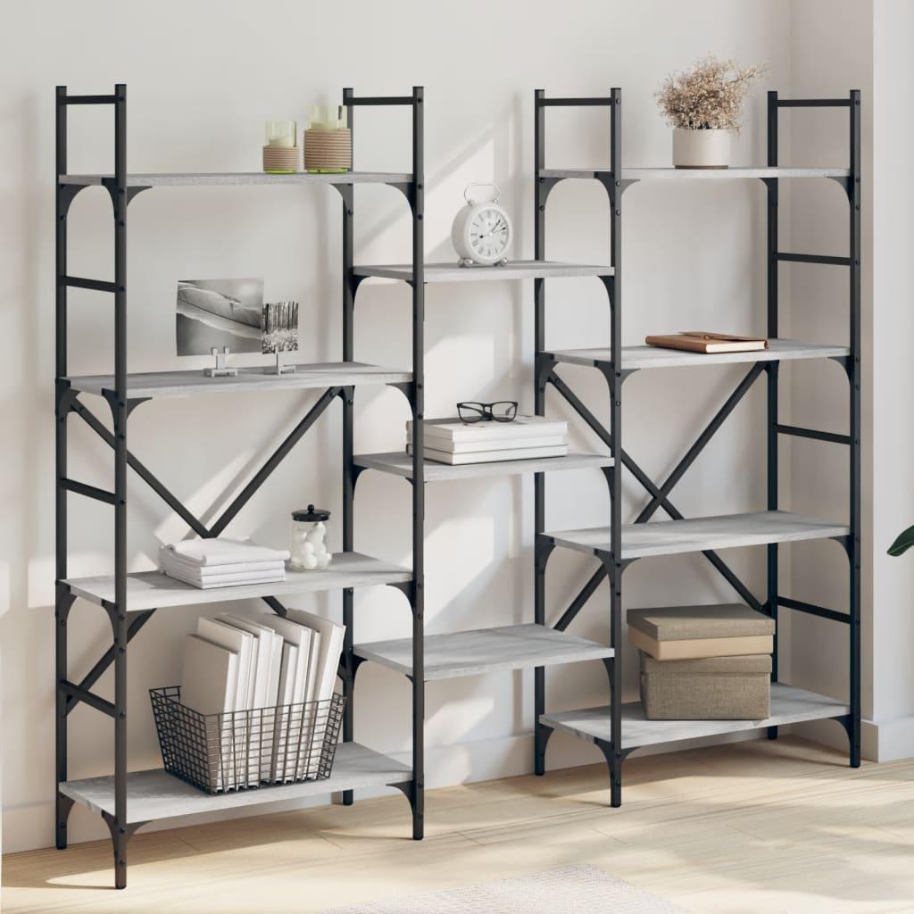 Bogreol 160x28,5x136,5 cm konstrueret træ grå sonoma-eg