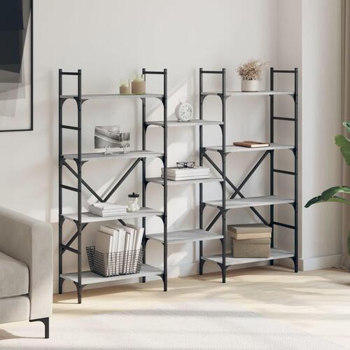 Bogreol 160x28,5x136,5 cm konstrueret træ grå sonoma-eg