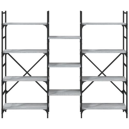 Bogreol 160x28,5x136,5 cm konstrueret træ grå sonoma-eg