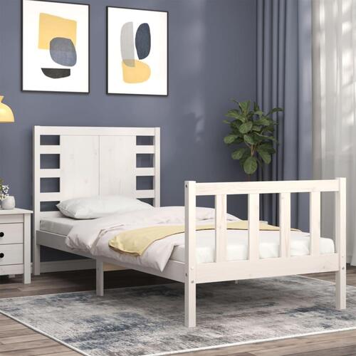 Sengeramme med sengegavl Small Single massivt træ hvid