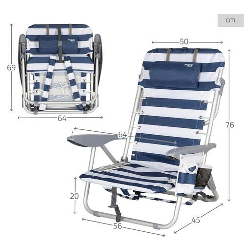 Strandstol Aktive Blå Hvid 50 x 76 x 45 cm (2 enheder)