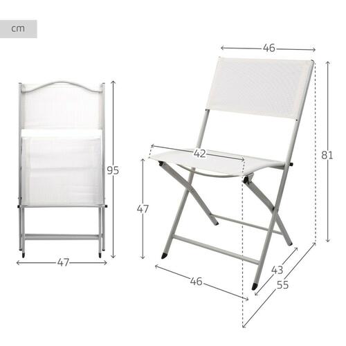 Polstrede Campingstol Aktive Hvid 46 x 81 x 55 cm (4 enheder)