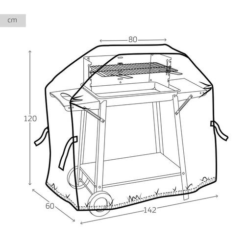 Overtræk til grill Aktive Sort 4 enheder 142 x 120 x 60 cm