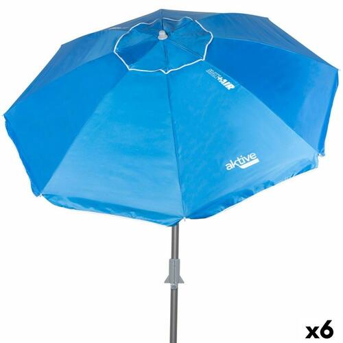 Parasol Aktive Blå Polyester Aluminium 220 x 225 x 220 cm (6 enheder)