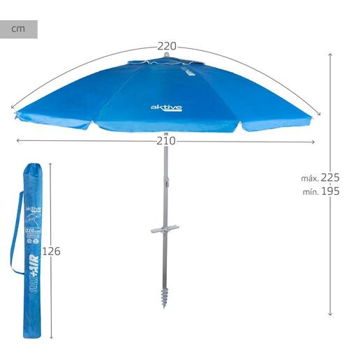 Parasol Aktive Blå Polyester Aluminium 220 x 225 x 220 cm (6 enheder)