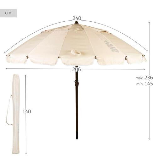 Parasol Aktive Flødefarvet Aluminium 240 x 235 x 240 cm (6 enheder)