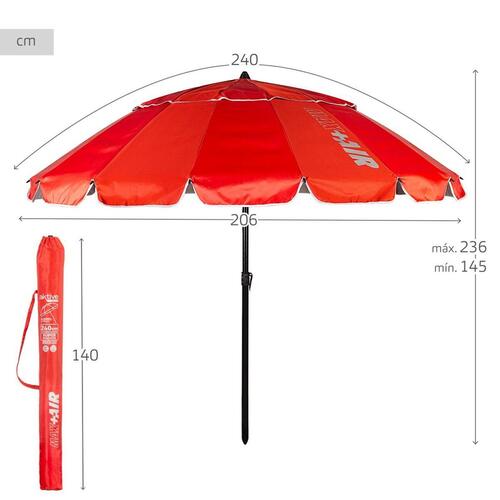 Parasol Aktive Rød Aluminium 240 x 235 x 240 cm (6 enheder)