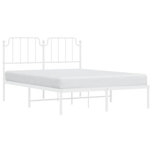 Sengeramme med sengegavl 150x200 cm metal hvid
