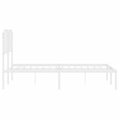 Sengeramme med sengegavl 150x200 cm metal hvid
