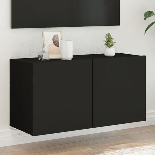 Væghængt tv-bord 80x30x41 cm sort