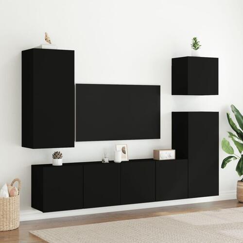 Væghængt tv-bord 80x30x41 cm sort
