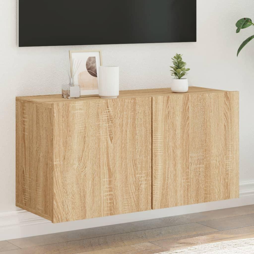 Væghængt tv-bord 80x30x41 cm sonoma-eg