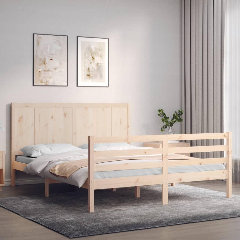 Sengeramme med sengegavl 160x200 cm massivt træ