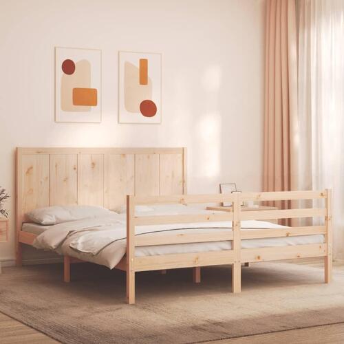 Sengeramme med sengegavl 160x200 cm massivt træ