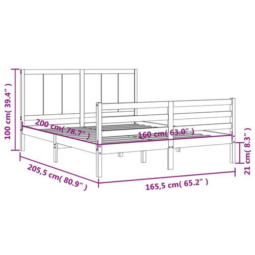 Sengeramme med sengegavl 160x200 cm massivt træ