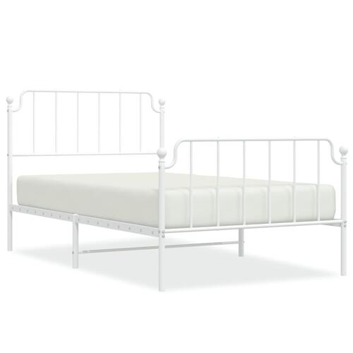 Sengeramme med sengegavl og fodgærde 107x203 cm metal hvid