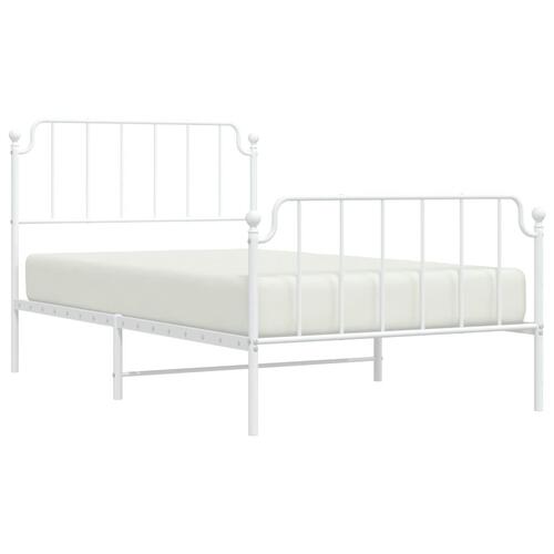 Sengeramme med sengegavl og fodgærde 107x203 cm metal hvid