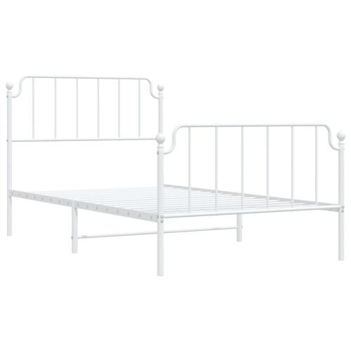 Sengeramme med sengegavl og fodgærde 107x203 cm metal hvid
