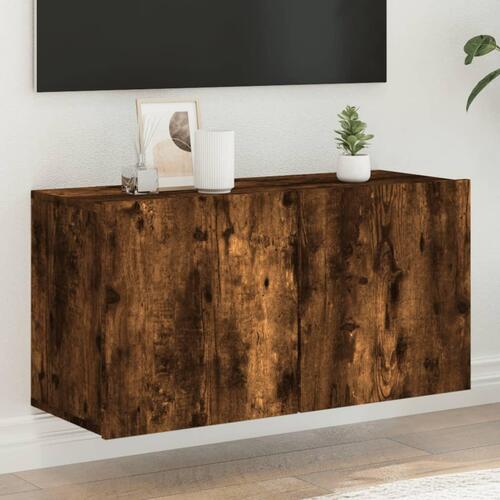 Væghængt tv-bord 80x30x41 cm røget egetræsfarve
