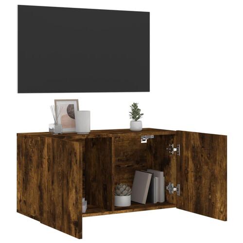 Væghængt tv-bord 80x30x41 cm røget egetræsfarve