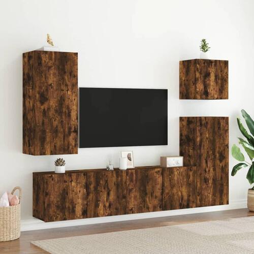 Væghængt tv-bord 80x30x41 cm røget egetræsfarve
