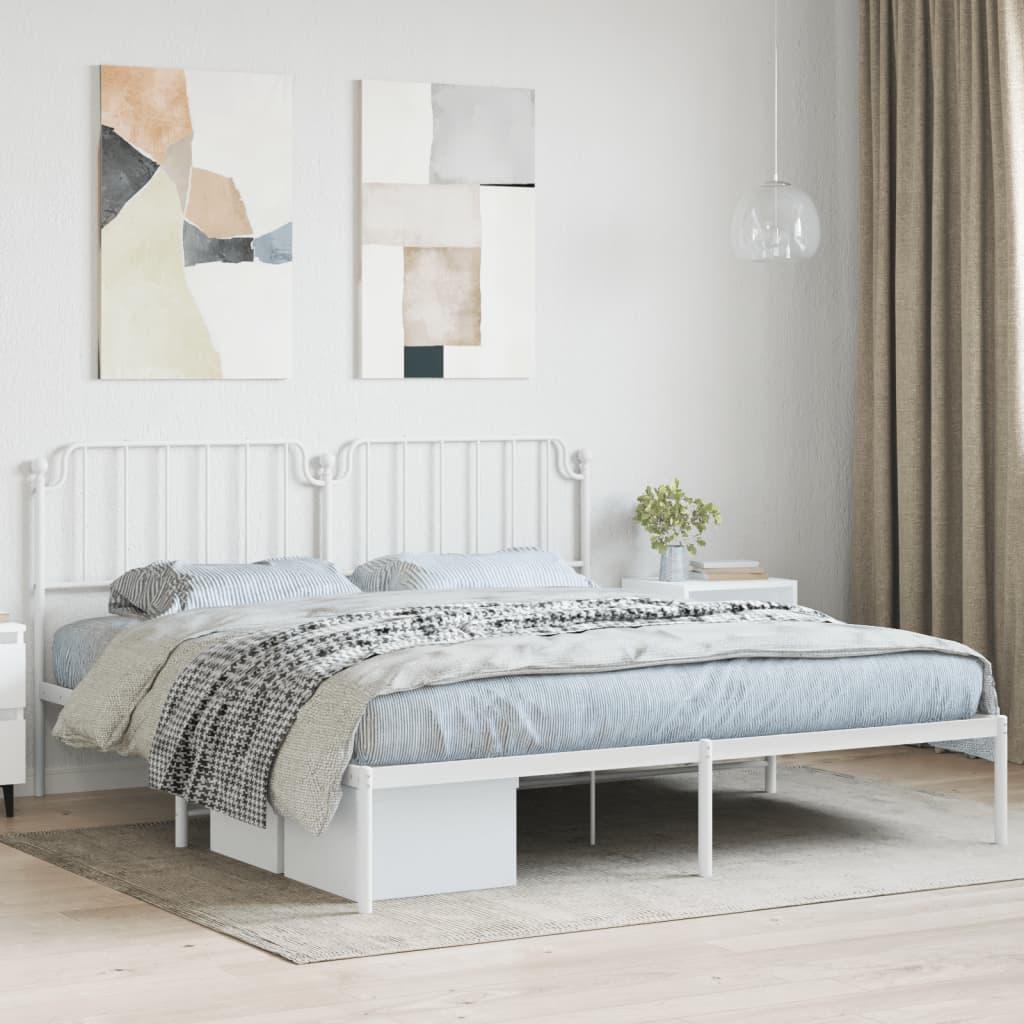 Sengeramme med sengegavl 183x213 cm metal hvid billede