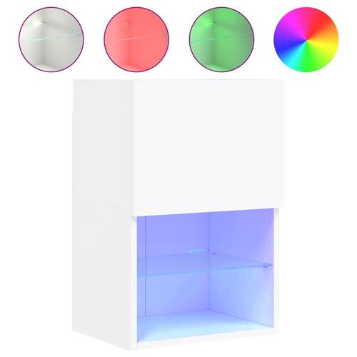 Tv-bord med LED-lys 40,5x30x60 cm hvid