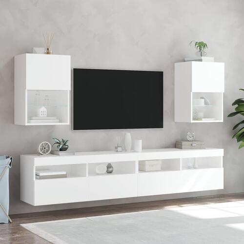 Tv-bord med LED-lys 40,5x30x60 cm hvid