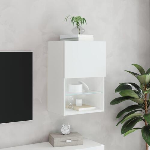 Tv-bord med LED-lys 40,5x30x60 cm hvid