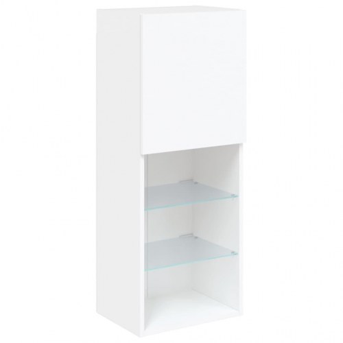 Tv-bord med LED-lys - væghængt 40,5×30×102 cm, hvid