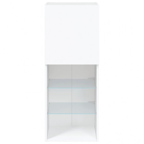 Tv-bord med LED-lys - væghængt 40,5×30×102 cm, hvid