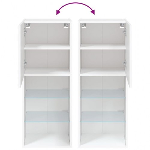Tv-bord med LED-lys - væghængt 40,5×30×102 cm, hvid