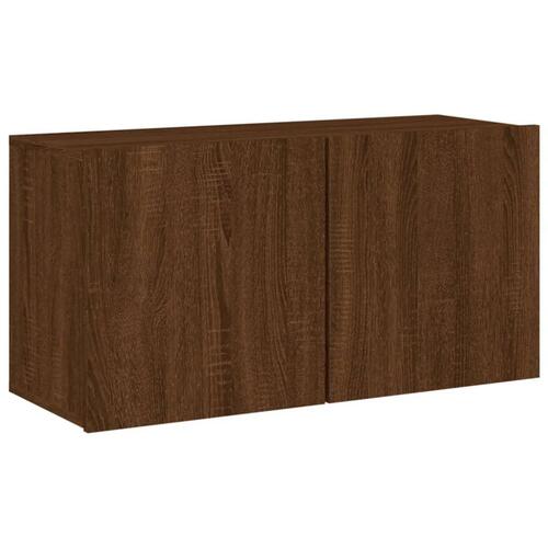 Væghængt tv-bord 80x30x41 cm brun egetræsfarve