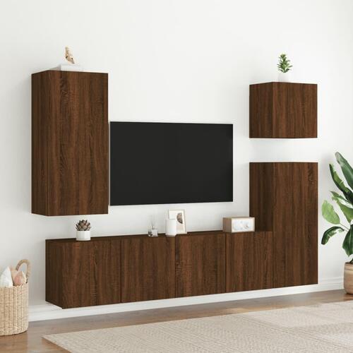 Væghængt tv-bord 80x30x41 cm brun egetræsfarve