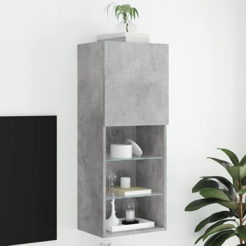Væghængt tv-bord med RGB LED-lys 40,5×30×102 cm - betongrå