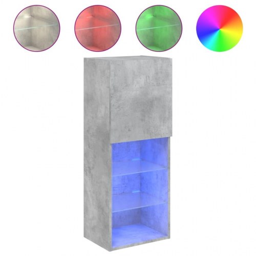 Væghængt tv-bord med RGB LED-lys 40,5×30×102 cm - betongrå