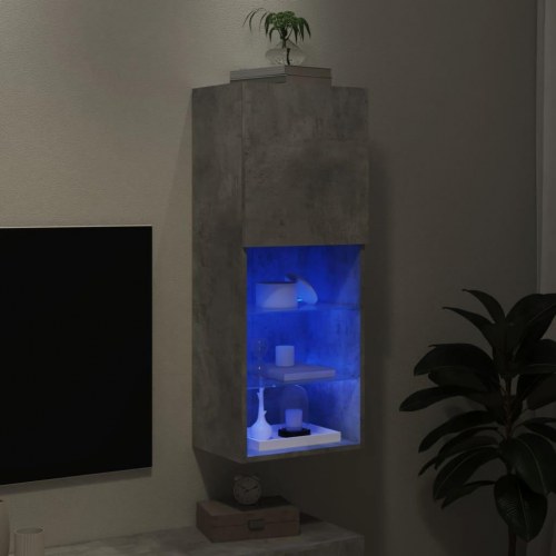 Væghængt tv-bord med RGB LED-lys 40,5×30×102 cm - betongrå