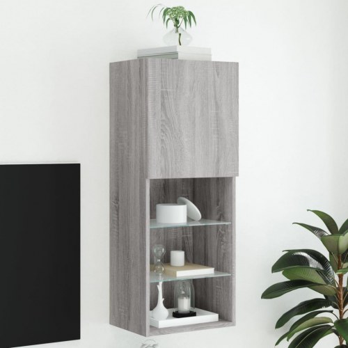 TV-bord med LED-lys 40,5 x 30 x 102 cm i grå sonoma-eg