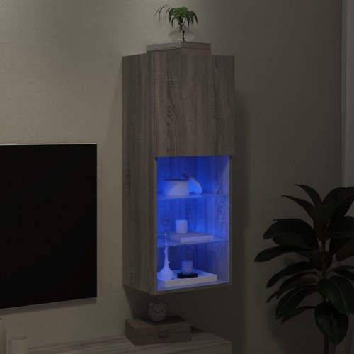 TV-bord med LED-lys 40,5 x 30 x 102 cm i grå sonoma-eg