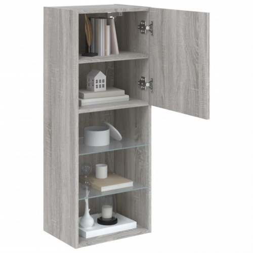 TV-bord med LED-lys 40,5 x 30 x 102 cm i grå sonoma-eg