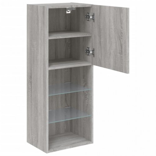 TV-bord med LED-lys 40,5 x 30 x 102 cm i grå sonoma-eg