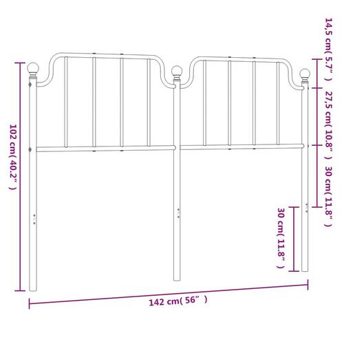 Sengegavl 135 cm metal hvid